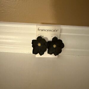Francesca's Black Flower Stud Earrings NWT